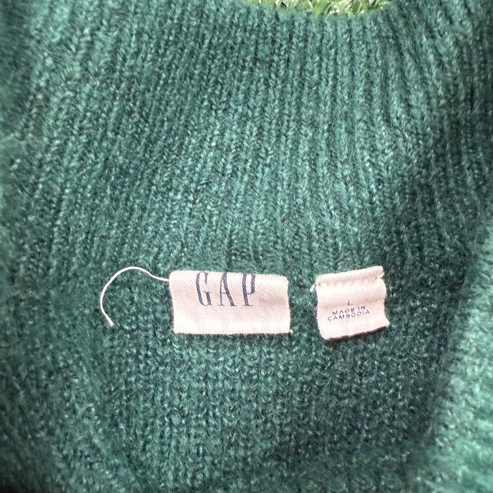 Gap Sweater Women's Size L Green Knit Pullover Long Sleeve - Picture 5 of 6